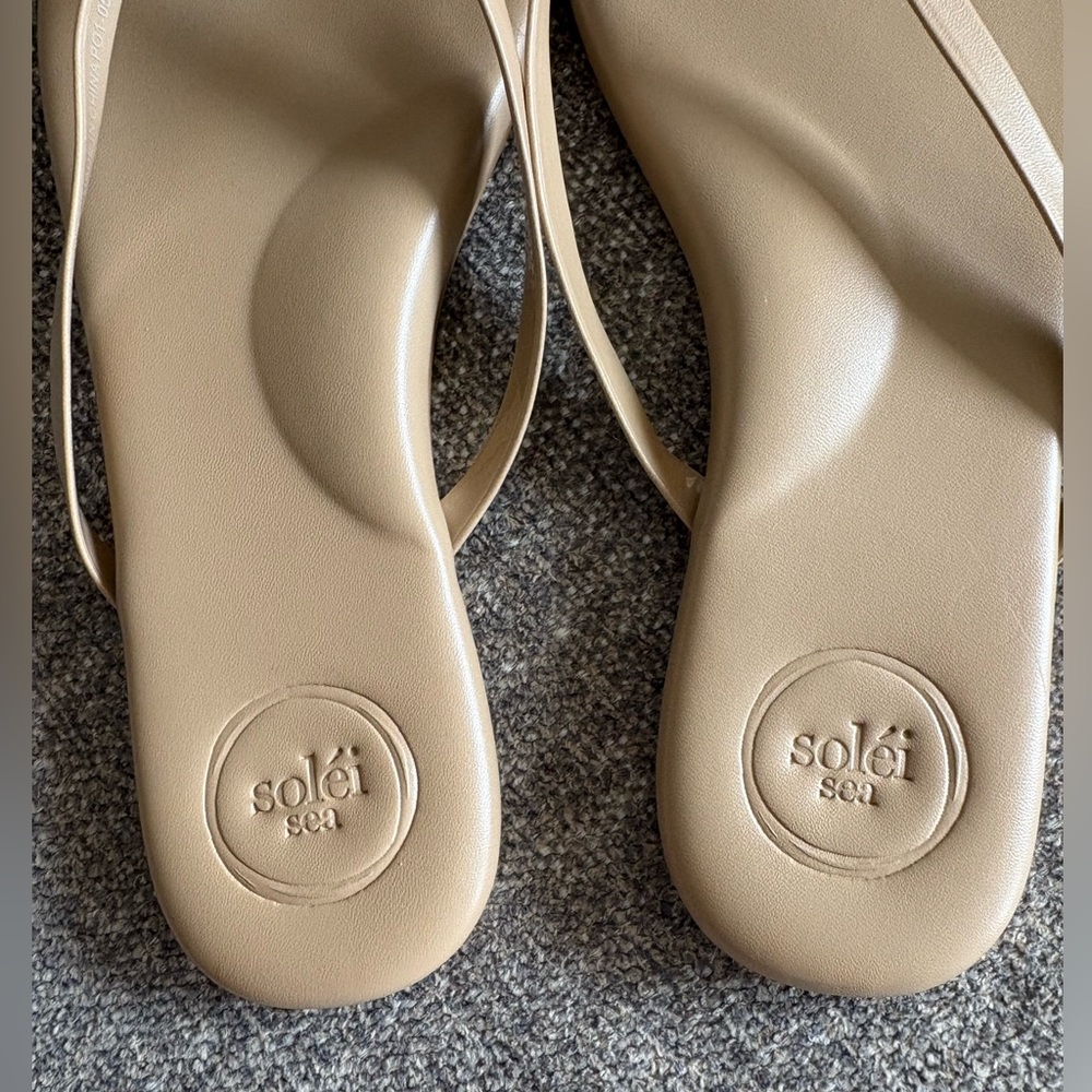 Tan Flip-Flop Sandals with Matte Soles - Picture 2 of 3
